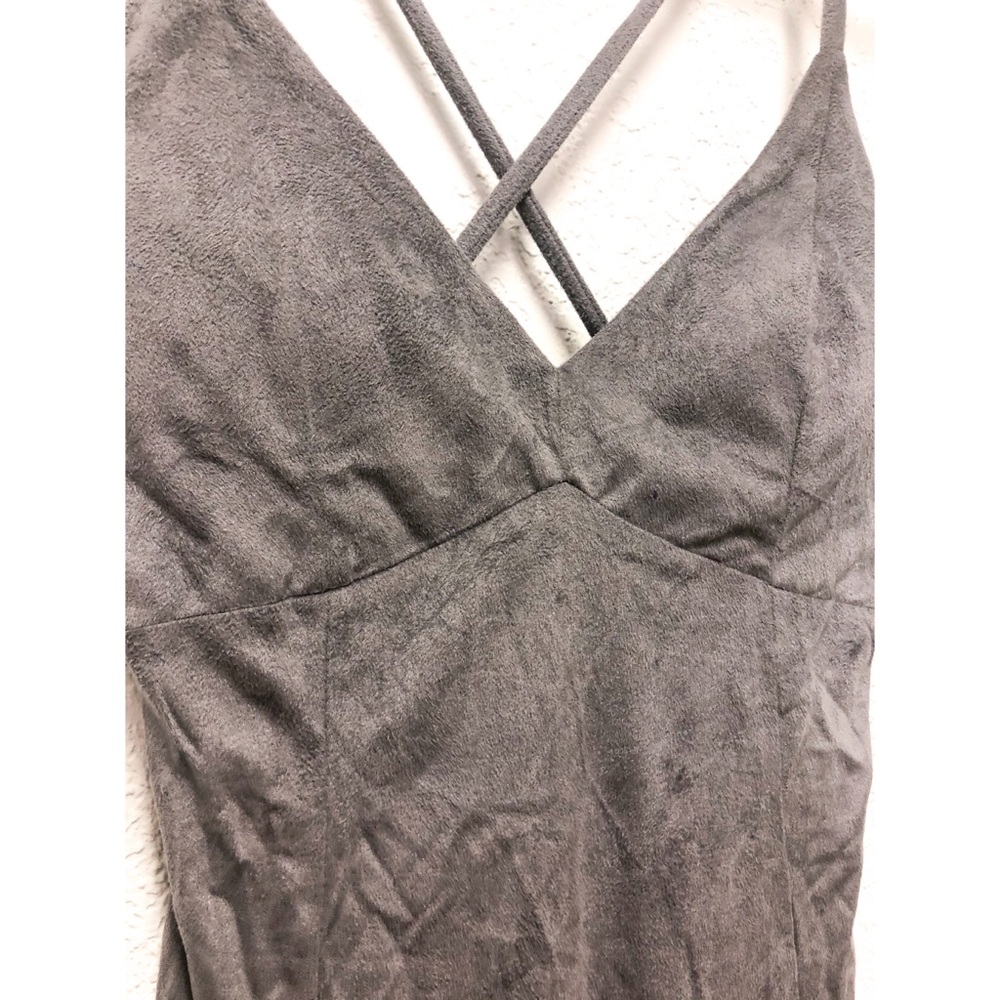 Grey Suede Mini Cocktail Dress